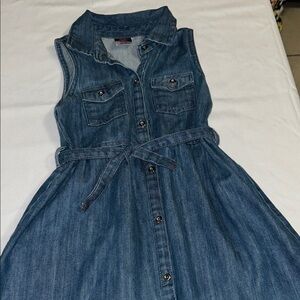 Diva Denim Button-Front Sleeveless Dress in Washed Blue